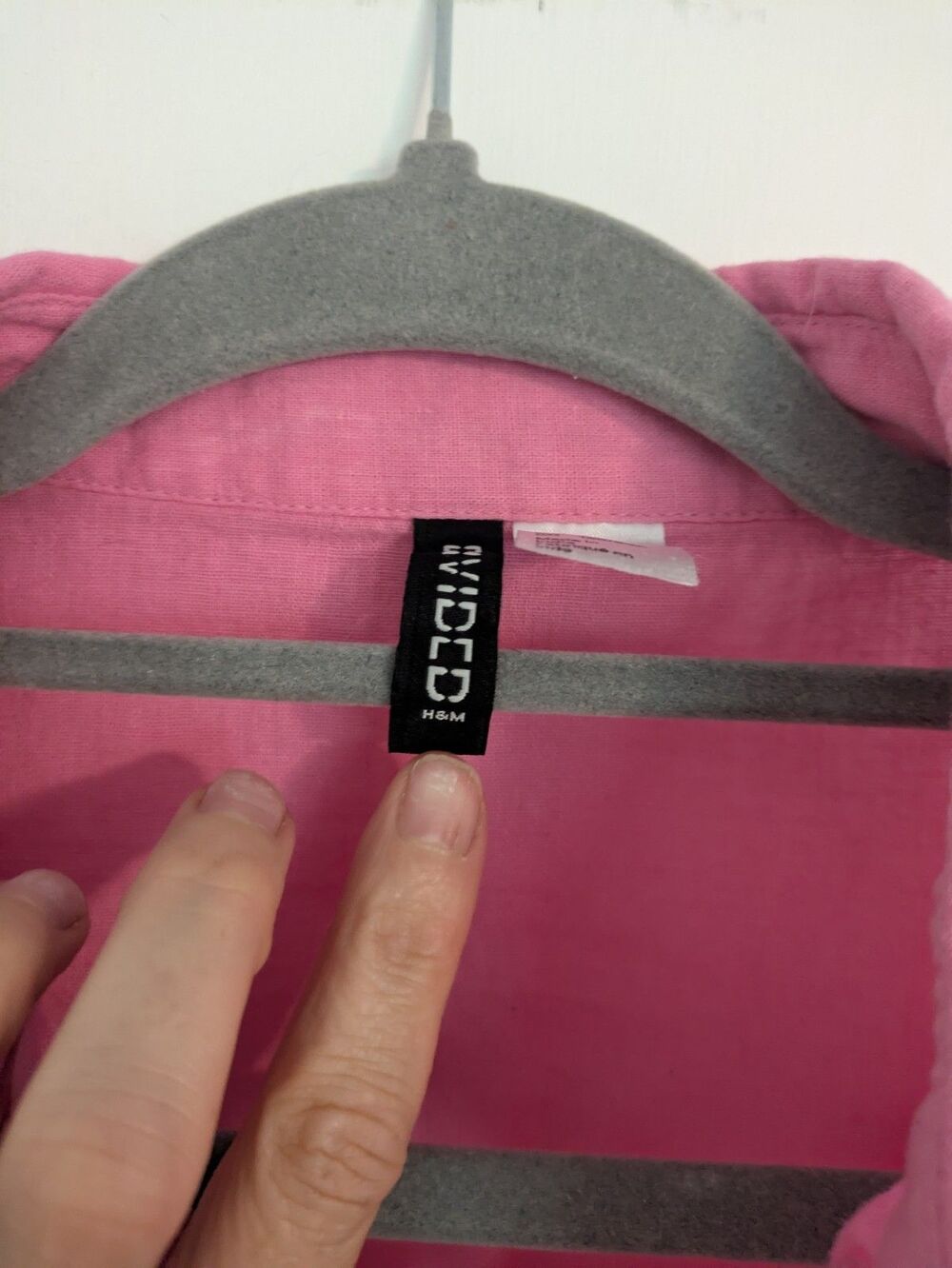 H&M HM Linen Blend Button Down Shirt XS Pink Oversized Lagenlook Beach Coverup - Picture 4 of 9